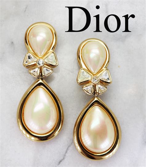 dior earings pearl|christian dior vintage pearl earrings.